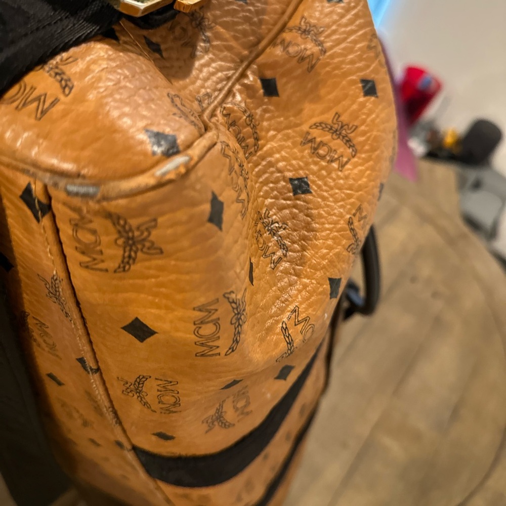 MCM Tan and Black Duffel Bag with Monogram Design - Picture 11 of 14